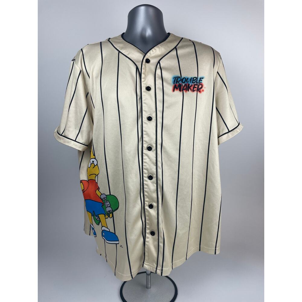 The Simpsons Baseball Jersey Men’s L Short Sleeve Button Down